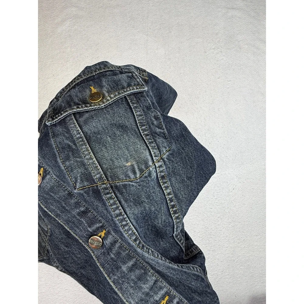 HM Divided Mens Denim Trucker Jacket Dark Wash Black Cotton XL Classic Casual
